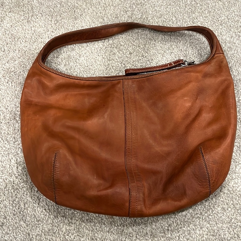 Brown leather coach shoulder bag